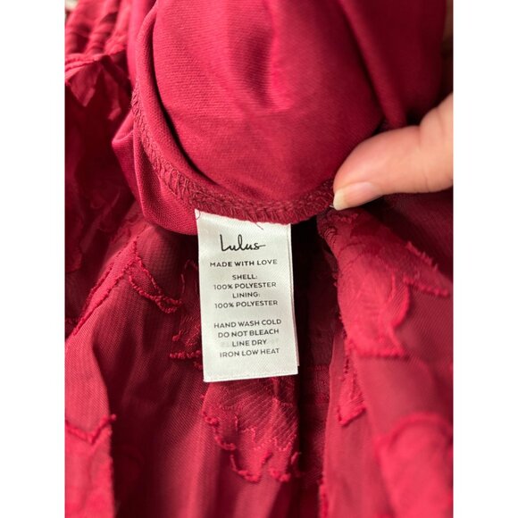 NWT Lulus Burgundy Burnout Floral Print Tiered Dress Size XL formal wedding - Picture 15 of 15